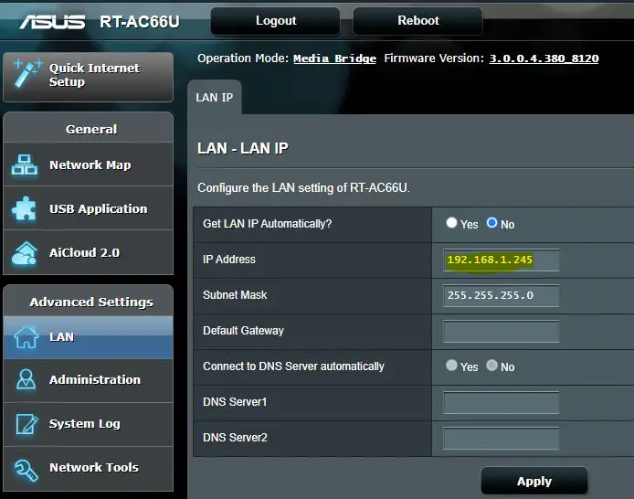 asus router bridge mode setup